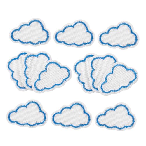 HAPINARY 12 Stück Teiliges Bügelpatches Wolkenform Süße Cartoon Applikationen für Jeans Jacken Rucksäcke und Bekleidungsdekoration DIY Stoffaufnäher mit Strapazierfähiger Stickerei von HAPINARY