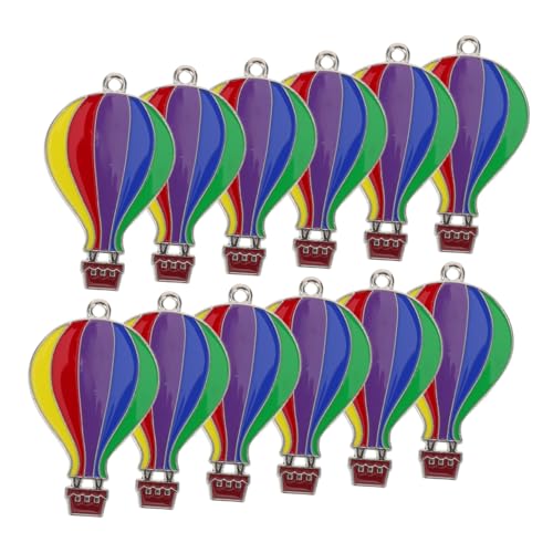 HAPINARY 12 Stück Teiliges Hot Air Balloon Schlüsselanhänger Bunter Metallanhänger Leicht und Robust für Taschen Rucksäcke und Schlüssel Tropisches Design für Reisende und Alltag Vielseitig von HAPINARY