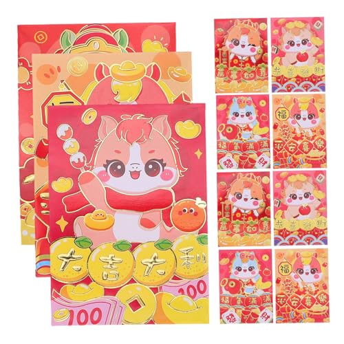 HAPINARY 120 Stück Chinesische Rote Umschläge mit Cartoon Pferd Design Glücksumschläge für Frühlingsfest Geburtstage Hochzeiten für Geldgeschenke von HAPINARY