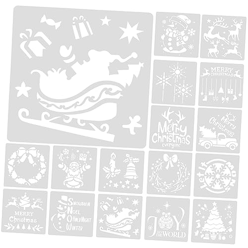 HAPINARY 16 Blatt Malschablonen, Kunsthandwerkszubehör, Vielseitige Weihnachtsschablonen, Wiederverwendbare Weihnachtsschablonen, DIY Schilderschablonen, DIY Vorlagen, Tragbare Schablonen, von HAPINARY