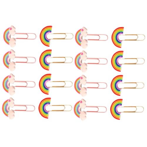 HAPINARY 16 Stück Regenbogen Büroklammern, Bastelklammern, Süße, Stabile, Kleine Büroklammern, Papierklammern Für Büroklammern, Kleine Süße DIY Clips, Kleine Dokumentklammern, Kleine von HAPINARY
