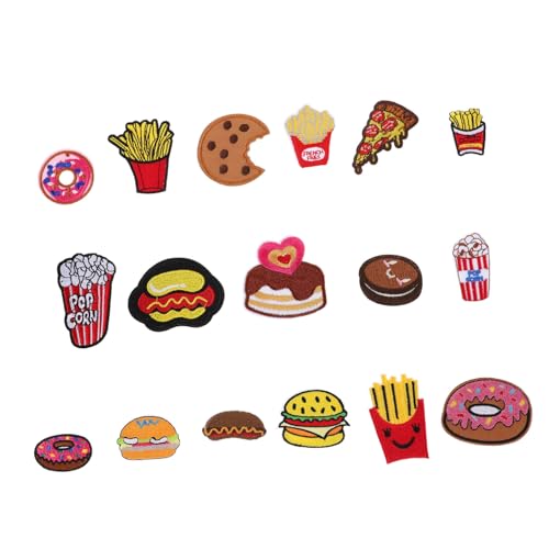 HAPINARY 17 Stück Sticked Food Patch Gestickte Bügelspitzen Applikationen Kleidung Gestickte Aufnäher Stoffaufkleber Mädchen-aufnäher Zum Aufbügeln Stickaufkleber Stickereiflecken Polyester von HAPINARY