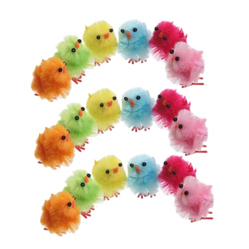 HAPINARY 18 Stück Teiliges Flauschige Küken Osterdekorationen Plüschfiguren für Feste Klassenzimmer DIY Bastelbedarf Bunte Figuren von HAPINARY