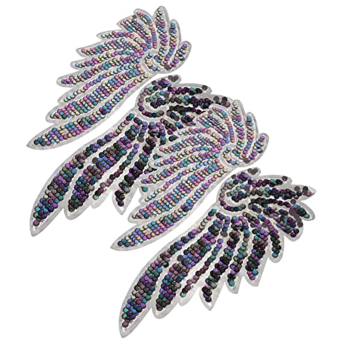 HAPINARY 2 Paar Pailletten Flügel Aufnäher, Engelsflügel Aufnäher, Stickerei, Kleidungsaufnäher, Engelsflügel Nähaufnäher, Kostüm Aufnäher, Flügel Design, Nähapplikation, Kleidung, von HAPINARY