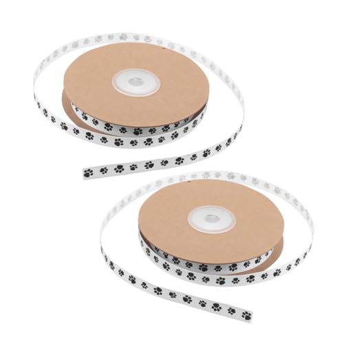 HAPINARY 2 Rollen Hundekleidung Accessoires Dekorative Bänder Dekoratives Band Mit Tiermotiv Welpen -fußabdruckband Diy Liefert Haarschleifenband Band Mit Pfotenmotiv Nähband Weiß Polyester von HAPINARY