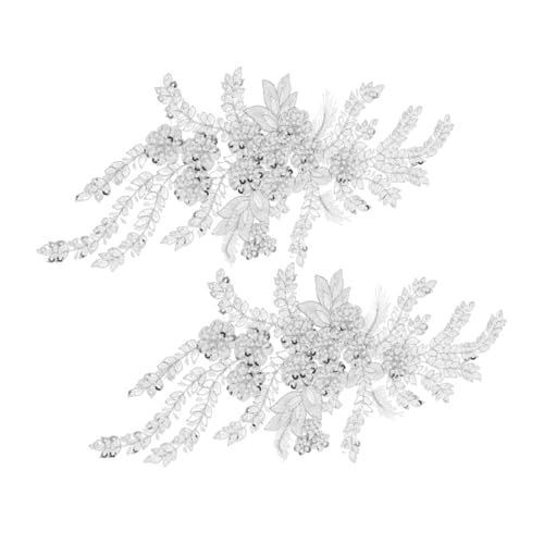 HAPINARY 2 Stück Applikationen Für Tanzkostüme Blumenstickstätte Gestickte Paillettenapplikation Stickereiapplikationen Blumenpailletten -applikationsflecken Applikationen Nähen Weiß Spitze von HAPINARY