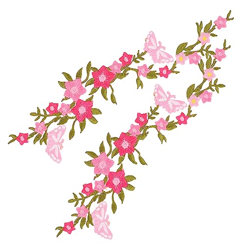 HAPINARY 2 Stück Bestickte Bügelflicken mit Pflaumenblüten Farbige Textil Applikationen zum Aufbügeln und Annähen Vielseitige Reparatur und Dekorationspatches für Kleidung Hüte Kissen und von HAPINARY