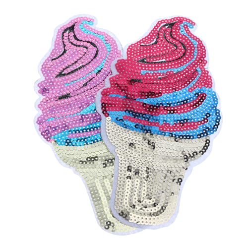 HAPINARY 2er Satz Eiscreme Patch Mit Pailletten Aufnäher Für Kleidung Diy Deko Flicken Nähflicken Für Taschen Hüte Schuhe von HAPINARY