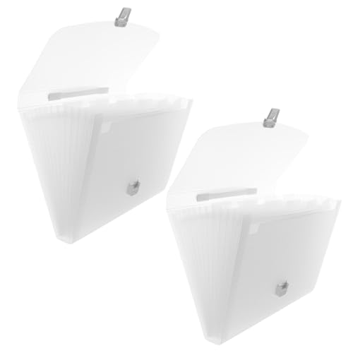 HAPINARY 2 Stück Erweiterbare Aktenordner mit Fächern Halbtransparenter Papierorganizer mit Tragegriff Flexibler Dokumentenhalter für Büro und Schule Beschriftbare Tabs Platzsparender von HAPINARY