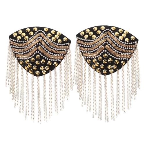 HAPINARY 2 Stück Handgefertigte Goldene Quasten schulterklappen Robuste Metall epauletten Klassische Schimmernde Schulterpolster Damen Elegante Schmuck dekoration für Kostüm Party Hochzeit von HAPINARY