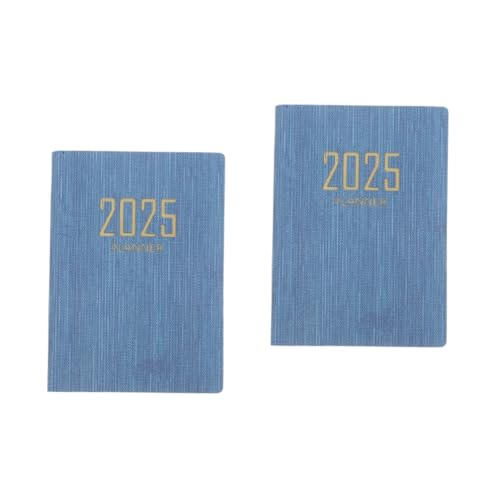 HAPINARY 2 Stück Mini Tagesplaner Notizbuch Tragbares Notizheft für Büro Zuhause Planungstool für Tägliche Routinen Gewohnheiten Stilvolles Design Jeansblau mit Streifen von HAPINARY