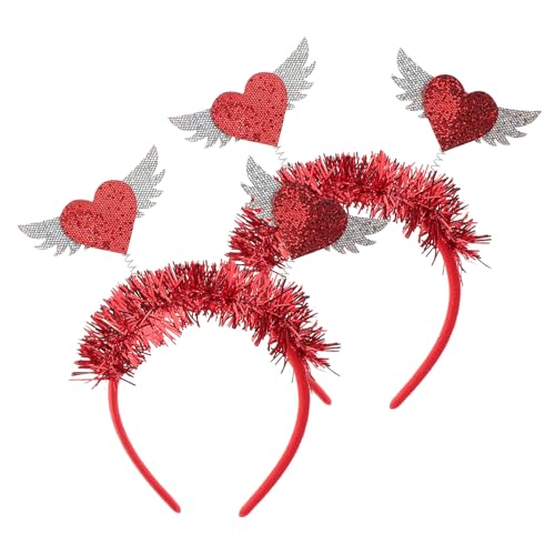 HAPINARY 2 Stück Rotes Herz Glitzer Haarband Funkelnder Stirnband Kopfschmuck für Valentinstag Party und Bühnenauftritte Vielseitiges Kostüm Accessoire für Erwachsene von HAPINARY