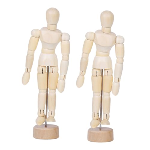 HAPINARY 2 Stück Teiliges Holz gliederpuppen Beweglichen Gelenken Flexible Holzfigur zum Zeichnen Originelles Ornament und Deko für Künstler und Wohnraumgestaltung von HAPINARY