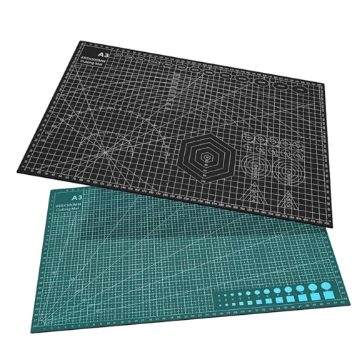 HAPINARY 2 Stück Teiliges Schneideunterlage Rutschfeste Bastelmatten mit Rasterlinien Strapazierfähig Flexibel und Leicht für Handwerk Nähen Quilten und Papierarbeiten von HAPINARY