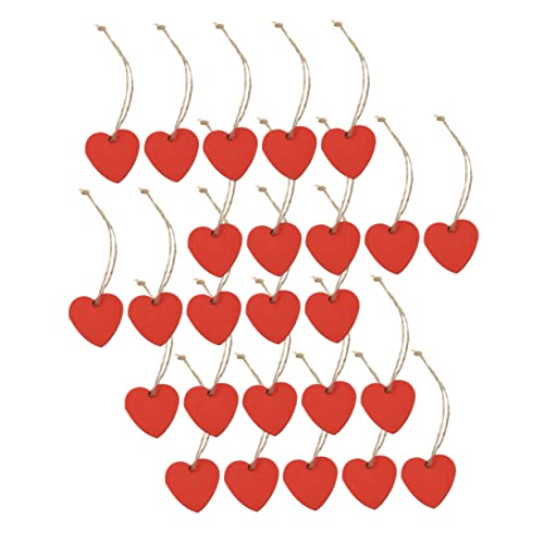 HAPINARY 20 Stück Herzförmige Holz Anhänger für DIY Deko Romantische Holz Pendants Rot für Valentinstag Hochzeiten und Kreative Bastelprojekte von HAPINARY