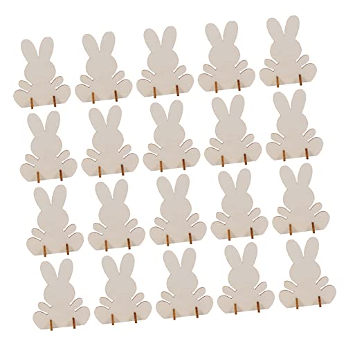HAPINARY 20 Stück Holzkaninchen Dekorationen für Ostern Holz Handwerksartikel mit Cartoonhaften Designs Naturfarben für Kreative Bastelprojekte und Festliche Anlässe von HAPINARY