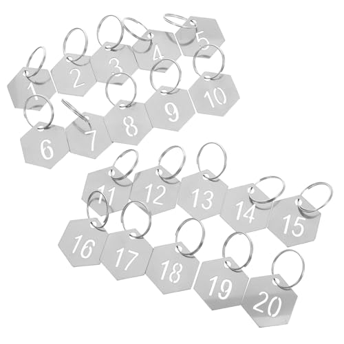HAPINARY 20 Stück Nummernschild aus Edelstahl Schlüsselanhänger mit Zahlen number pendant Ausgehöhlte Edelstahl -Zahlen -Tags Schlüsselanhänger aus Rostfreier Stahl Silber von HAPINARY