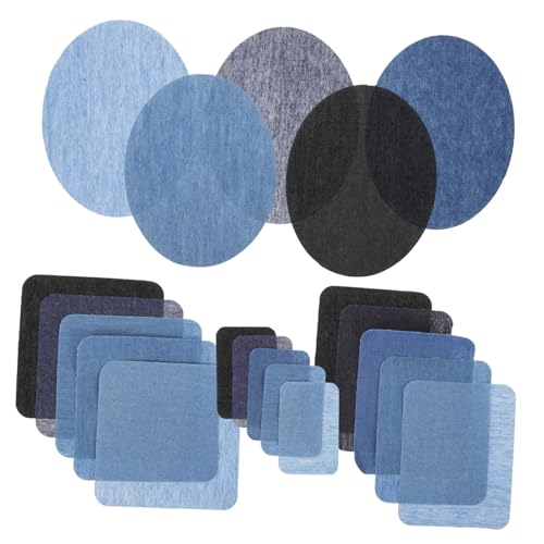 HAPINARY 20 Stück Quadratische Patch Aufkleber, Dekorative Nähflicken, Taschen Denim Patch, Rucksack, Bestickte Patches, Kleidungsbedarf, Kleidernähen, Denim Patches, Zum Aufnähen Auf von HAPINARY
