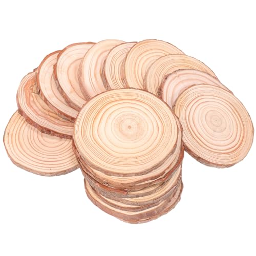 HAPINARY 20 Stück Unfertige Runde Holzscheiben Naturbelassen mit Rinde DIY Bastelmaterial Glatt Geschliffen für Rustikale Hochzeitsdeko und Handmalerei Kreative Holzkreise von HAPINARY