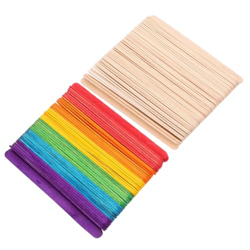 HAPINARY 200 Stück Bunte Holzstäbchen Bastelsticks für Kreative Diy Projekte Eisstiele Robustem Holz für Kunst und Handwerk Vielseitig Einsetzbar Sicher und Langlebig von HAPINARY