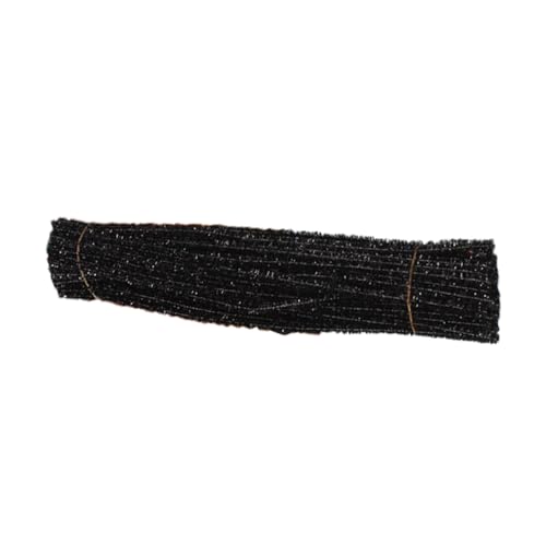 HAPINARY 200 Stück DIY Glitzer Pfeifenreiniger Schwarz Bastelmaterial für Kreative Party Deko Flexible Chenilledraht Sticks zum Basteln und Formen von HAPINARY