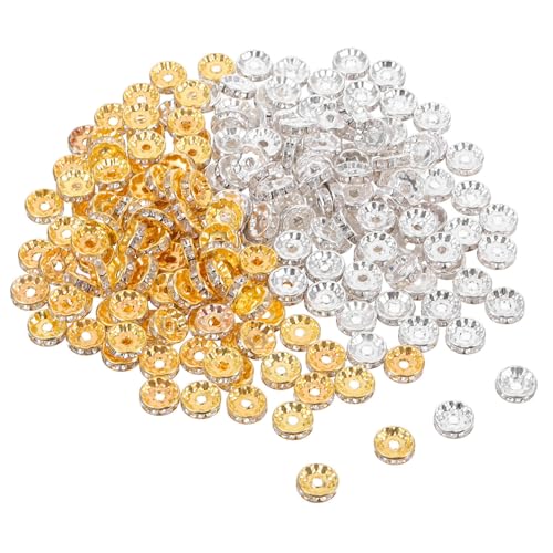 HAPINARY 200 Stück Rondelle Spacer Beads Rondelle Strasssteine Rund Schmuckperlen Basteln Armbänder Zubehör Für DIY Halsketten Ohrringe Schmuckherstellung Silber Gold HAPINARY 200 Stück Rondelle Spacer Beads Rondelle Strasssteine Rund Schmuckperlen Basteln Armbänder Zubehör Für DIY Halsketten Ohrringe Schmuckherstellung Silber Gold von HAPINARY
