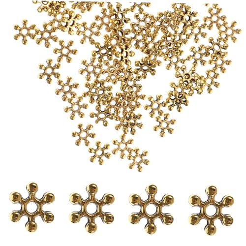 HAPINARY 200 Stück Schneeflocken Spacer Perlen aus Legiertem Langlebige Schmuckperlen zum Basteln von Armbändern und Halsketten DIY Schmuckherstellung Zubehör in Gold HAPINARY 200 Stück Schneeflocken Spacer Perlen aus Legiertem Langlebige Schmuckperlen zum Basteln von Armbändern und Halsketten DIY Schmuckherstellung Zubehör in Gold von HAPINARY