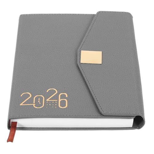 HAPINARY 2026 Zeitplan Terminplaner Planer täglich Monatsplaner Notizblock Arbeitsplaner Notizblock Zeitschriftenplaner Planer Notizblöcke Dekorationsplaner Tagebuchplaner Kunstleder Grau von HAPINARY