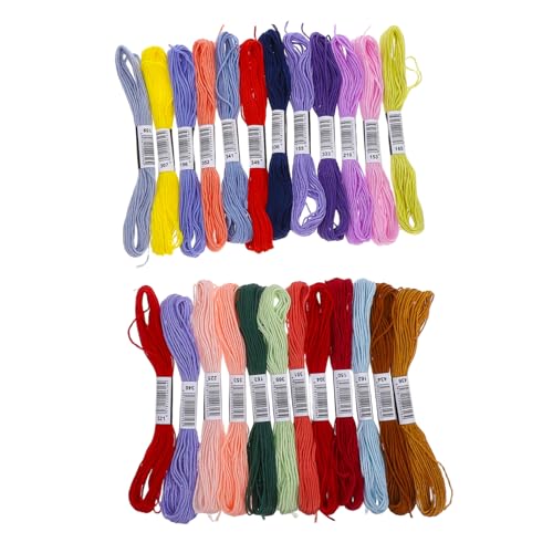 HAPINARY 24Stücke Teiliges Stickgarn für DIY Projekte Stickfäden Baumwollmischung für Kreuzstich Häkeln und Armbänder Vielfältige Farbpalette von HAPINARY