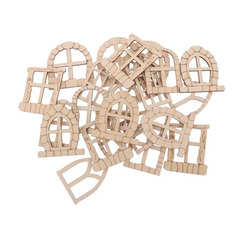 HAPINARY 25 Stück Teiliges Miniatur Holzfenster und Türset DIY Bastelset für Garten Terrasse und Balkon Wetterfeste Feenhaus Dekoration Langlebiges Holz Accessoire für Haus und Garten von HAPINARY
