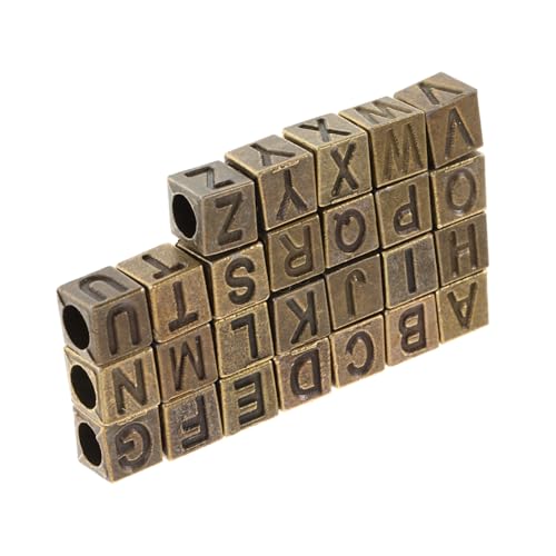 HAPINARY 26 Stück Vintage A z Alphabet Würfelperlen aus Legierung für DIY Schmuckherstellung Große Loch Buchstabenperlen für Armbänder Halsketten und Kreative Bastelarbeiten von HAPINARY