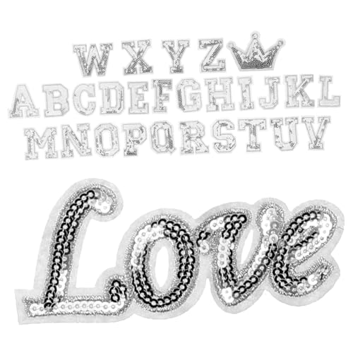 HAPINARY 28 Stück Banner Aufnäher, Selbstklebende Buchstaben Zum Aufbügeln, Buchstaben Patch, Buchstaben Zum Aufbügeln, Buchstaben Zum Aufbügeln, DIY Aufnäher Für Kleidung, Buchstaben von HAPINARY