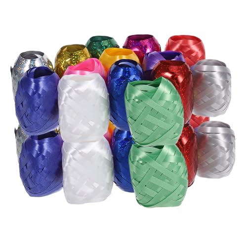 HAPINARY 28 Stück Luftschlangen für Partydekorationen Weihnachtskurselbänder Farben Geschenkband selber machen Kräuselband für Luftballons Hochzeitsballon Curling Ribbon Wickelband PVC von HAPINARY