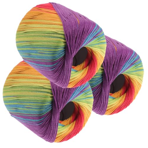 HAPINARY 3 Rollen Multifunktionales Häkelgarn Farbverlauf Baumwollgarn zum Stricken und Basteln Hautfreundlich Frei Zuschneidbar für DIY Pullover Decken Kissen Schals und Kreative von HAPINARY
