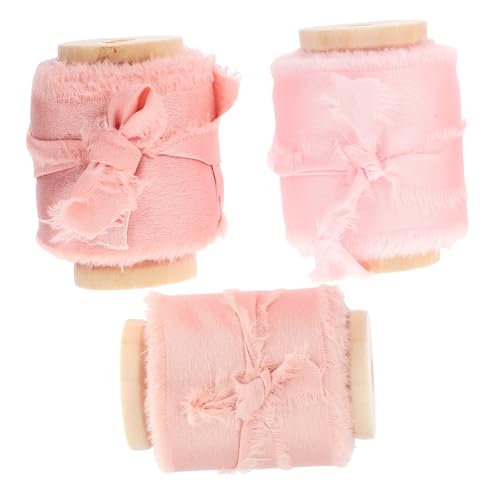 HAPINARY 3 Rollen Satin Stoffstreifen Mit Handgerissenen Kanten, Fransenband, Hochzeitsstraußbänder, Elegantes Geschenkband, Bänder Zum Basteln, Dekorative Bänder, Breites Band, von HAPINARY