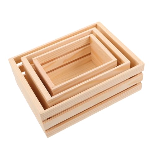HAPINARY 3 Stück Mini -Holzrahmenmodell Display-Organizer aus Holz dekorativer Holzbehälter Schatzbehälter aus Holz rustikale Partydekoration Lagerkisten für Bauernhäuser Beige von HAPINARY
