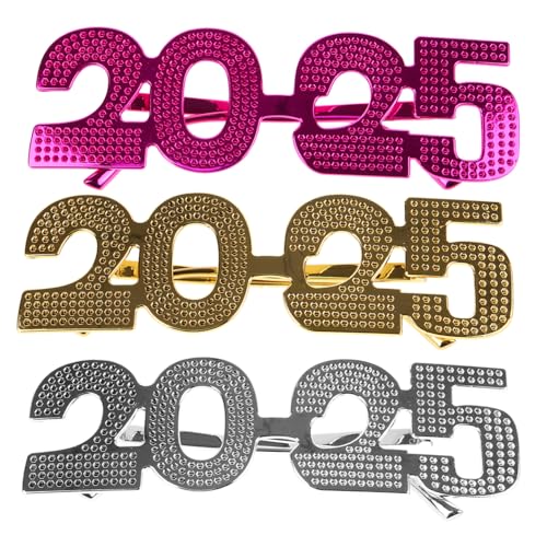 HAPINARY 3 Stück Partybrillen Kunststoff Brillen mit Zahlen Leicht Bequem für Silvester Geburtstag und Festlichkeiten in Silber Gold HAPINARY 3 Stück Partybrillen Kunststoff Brillen mit Zahlen Leicht Bequem für Silvester Geburtstag und Festlichkeiten in Silber Gold von HAPINARY