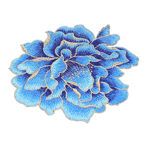 HAPINARY 3 Stück Pfingstrosenblumen -stoffaufkleber Handwerk Bestickt Stickerei Blumen Flicken Für Bekleidung Applikationen Blumenfleck Blumen- Patch Polyester Blau von HAPINARY