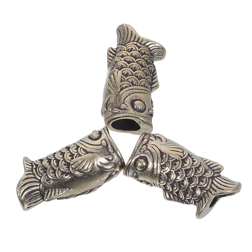HAPINARY 3 Stück Vintage Kupfer Koi Fisch Anhänger Großes Paracord Perlen Metall Spacer Für DIY Schmuck Schlüsselanhänger Halskette Armband HAPINARY 3 Stück Vintage Kupfer Koi Fisch Anhänger Großes Paracord Perlen Metall Spacer Für DIY Schmuck Schlüsselanhänger Halskette Armband von HAPINARY