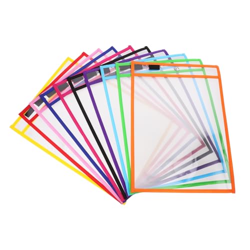 HAPINARY 30 Stück Teiliges Abwischbare PVC Dokumentenhüllen mit Stiftehalter und Metallöse Wiederverwendbare Schreibwaren für Büro und Schule Transparente Beidseitige Dry von HAPINARY