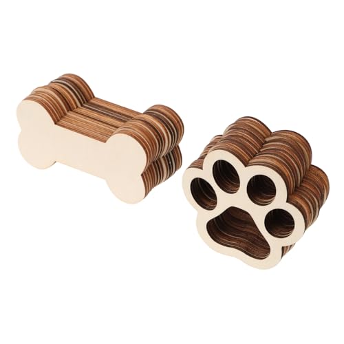 HAPINARY 30 Stück Teiliges Holz-hundeknochen Pfoten-formen aus Naturbelassenem Holz Blanko DIY Bastelanhänger zum Bemalen Nachhaltige Tierdeko für Party Wohnaccessoires von HAPINARY