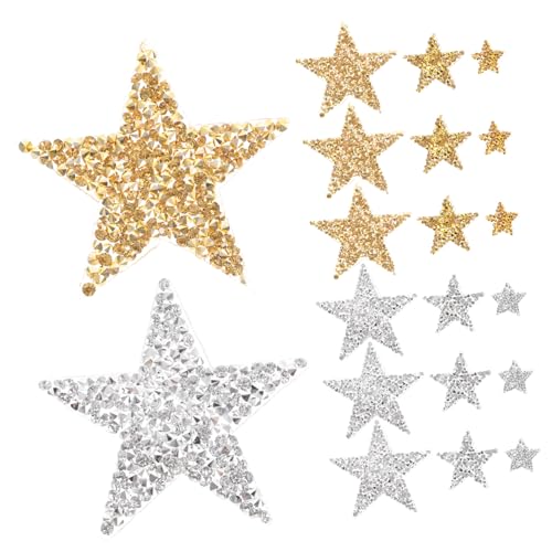 HAPINARY 30 Stück Teiliges Stern Patches mit Glitzer Strass zum Aufbügeln Bügelflicken für Kleidung Reparatur und Dekoration DIY Applikationen für Jacken Hüte Taschen und Accessoires von HAPINARY