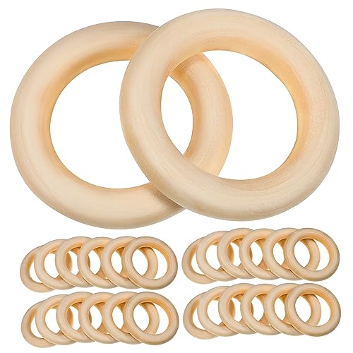HAPINARY 30 Stück Teiliges Unbehandelte Holzringe Durchmesser Dicke Natürliche DIY Holzkreise für Schmuckherstellung Makramee Armbänder Dekoration Handwerksprojekte von HAPINARY
