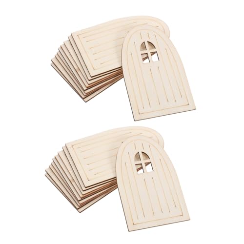 HAPINARY 30 Stück Teiliges Unbemalte Holz feentüren Hohl Geschnittene Mini elfentüren aus Beige holz DIY Bastelset für Weihnachtsdeko Kreative Miniatur türdekoration für Feengärten und von HAPINARY