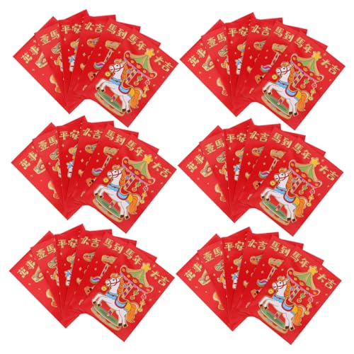 HAPINARY 300 Stück Chinesische Rote Umschläge Pferde Jahr Kreative Hongbao Karten Umschläge für Neujahr Frühlingsfest Hochzeit Geburtstag Familienfeiern mit Lebendigen Cartoon Motiven von HAPINARY