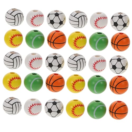 HAPINARY 30Stücke Holzperlen für DIY Schmuck Runde Holzperlen Sportarten Fußball Volleyball Tennis Basketball Baseball und Armbänder Langlebiges HAPINARY 30Stücke Holzperlen für DIY Schmuck Runde Holzperlen Sportarten Fußball Volleyball Tennis Basketball Baseball und Armbänder Langlebiges von HAPINARY