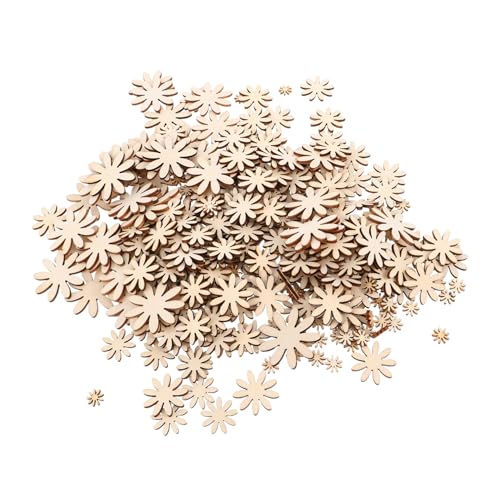 HAPINARY 350 Stück Unbemalte Holzblumen zum Bemalen Natürliche Blumige Holzscheiben für DIY Bastelprojekte Kindgerechte Holzverzierungen Kreative Dekorationen für Hochzeit Geburtstag und von HAPINARY