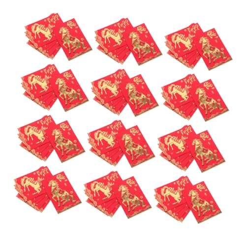HAPINARY 360 Stück Vietnamesische Neujahrs-rotumschläge Jahr Des Pferdes Kreative Lunar Year Envelopes mit Traditionellem Pferde-motiv und Vietnamesischem Text für Hochzeit Geburtstag von HAPINARY