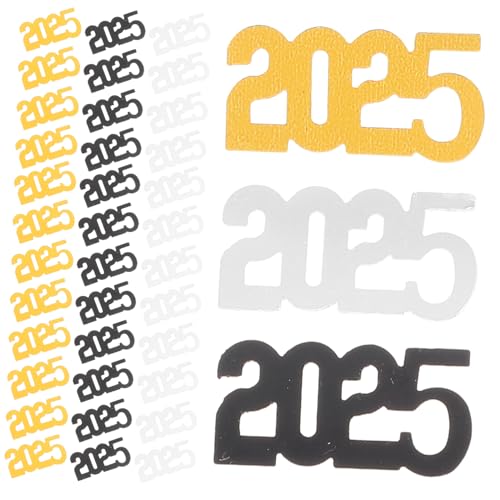 HAPINARY 3er Pack Neujahrs Konfetti Glitzernde Tischdeko für Abschlussfeiern und Neujahrspartys Schwarz Gold Silber Dekoration für Zuhause und College Feiern von HAPINARY