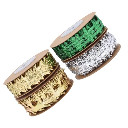 HAPINARY 4 Rollen Bänder Zum Altern Basteln Schleifen Party Baum Deko Hirsch Dekorationen Basteln Saisonales Band Blumenverpackung Weihnachtsglitzer Für Festliches Haargeschenk von HAPINARY